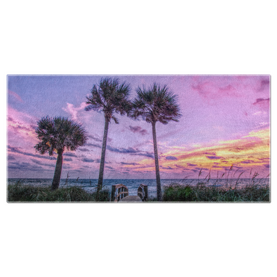 Beach Towels - Flagler Beach Rainbow Sunrise