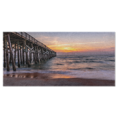 Beach Towels - Flagler Beach Pier Dramatic Sunrise