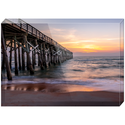Acrylic Blocks - Flagler Beach Pier Dramatic Sunrise
