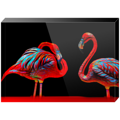 Acrylic Blocks - Neon Flamingos